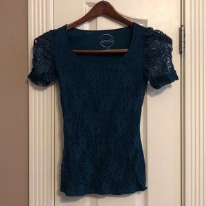 Teal lace top